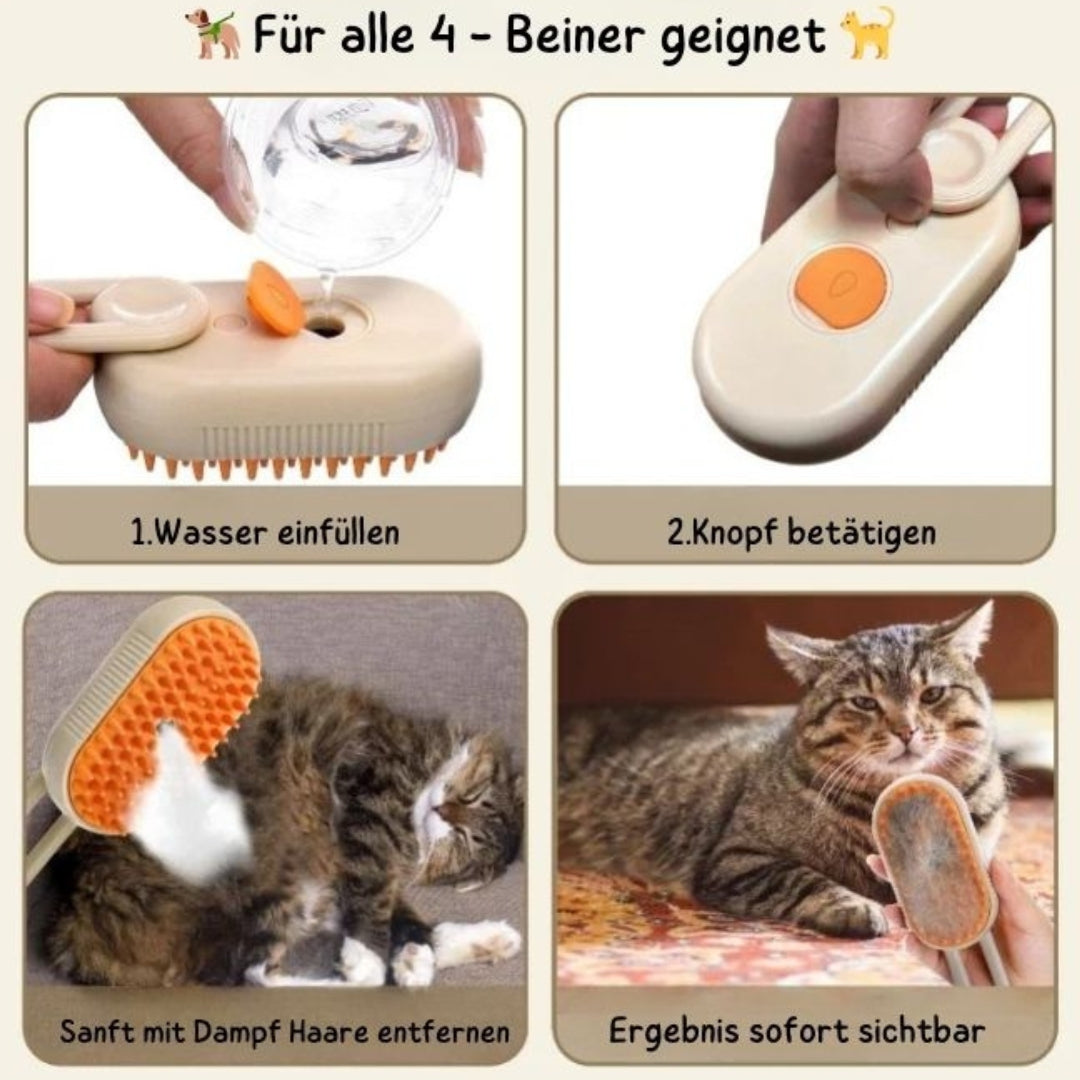 Wufflounge Dampfbürste "DampfyDog" für glänzendes fell.